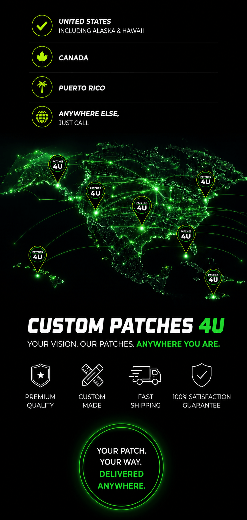 Custom Patches 4U fast delivery across the USA from both coasts